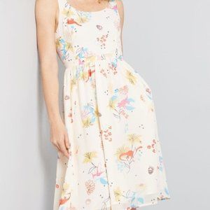 Modcloth Dress Freeing Feeling Dinosaur Print Retro
